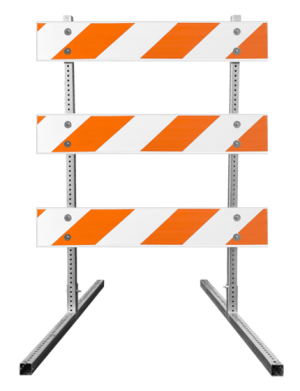 Square Steel Post Type 3 Barricade with 4' Plastic Rails