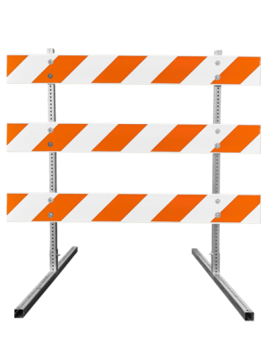 Square Steel Post Type 3 Barricade with 6' Plastic Rails