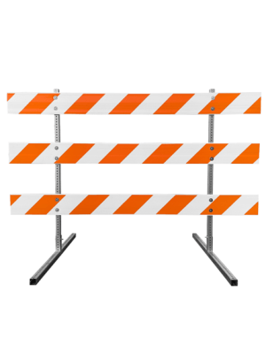 Square Steel Post Type 3 Barricade with 8' Plastic Rails