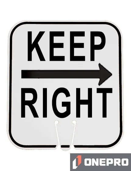 Keep Right With Arrow Vertical Clip-On Sign - Clip-On Signs for Traffic ...