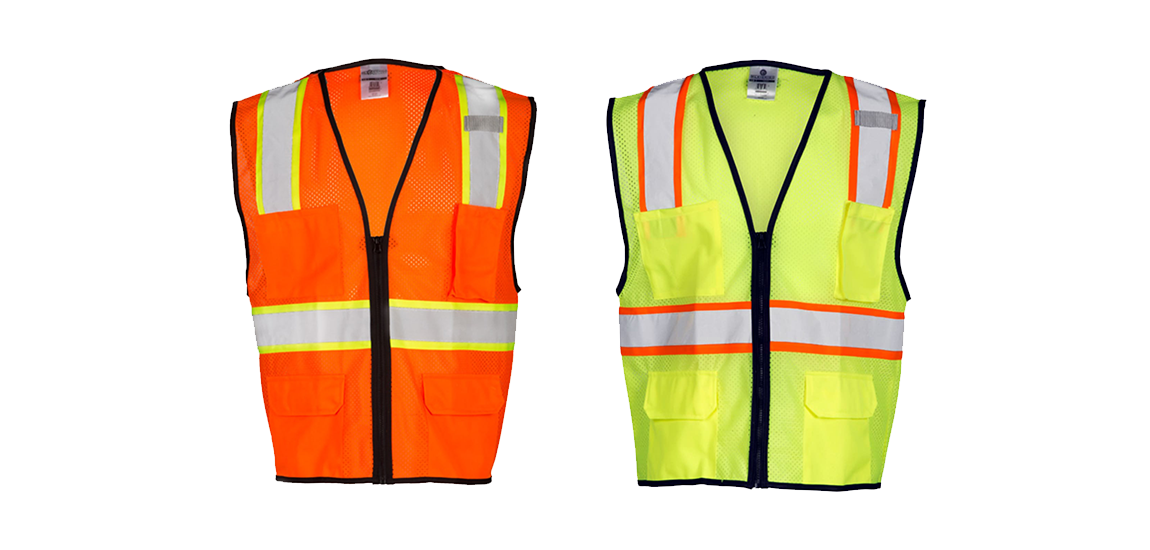 Kishigo Lime and Orange 4 Pocket Safety Vests