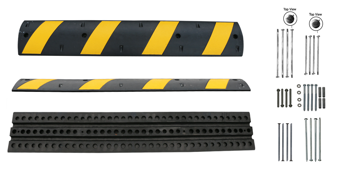 6 foot OnePro reflective rubber speed bumps