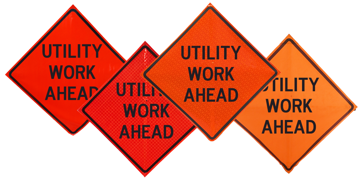 Image of multiple construction signs
