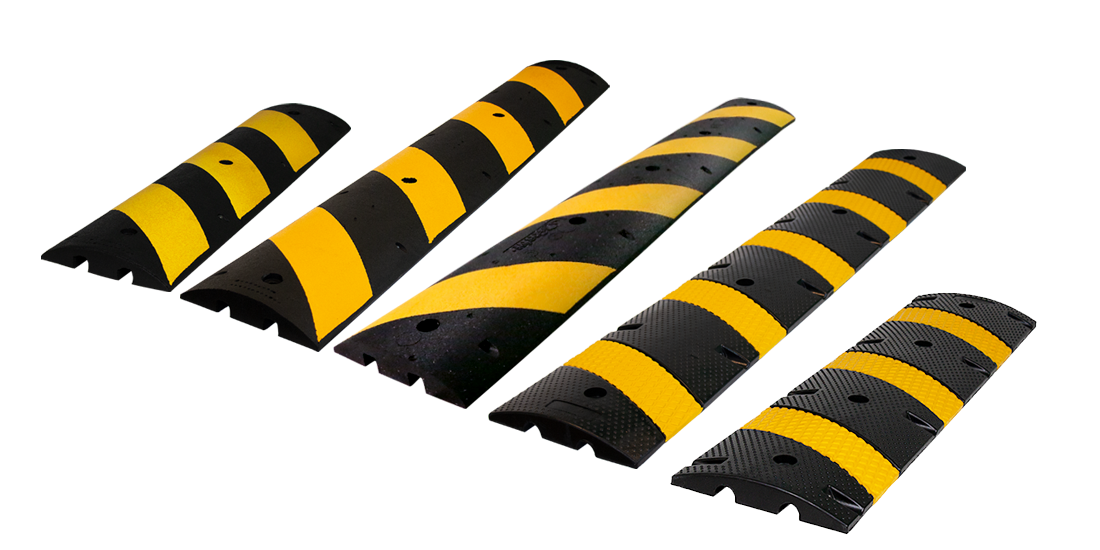 image of black and yellow speed bumps