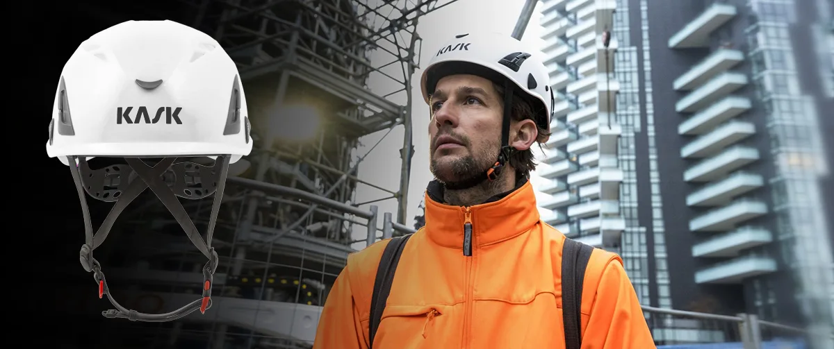 Man wearing white helmet