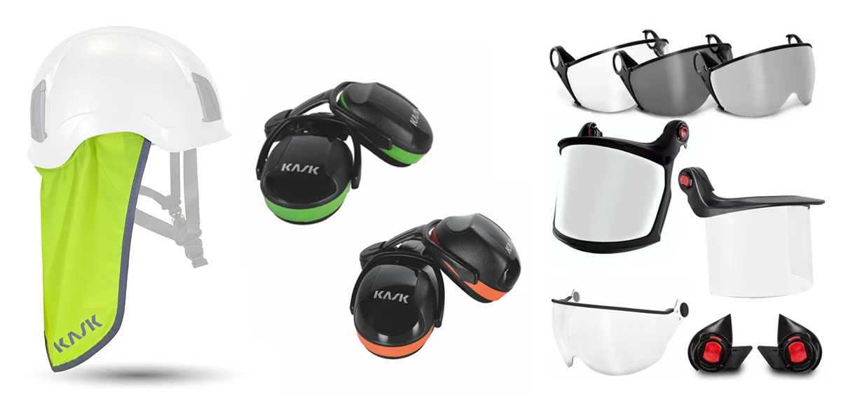 Image of different kask helmet accessories
