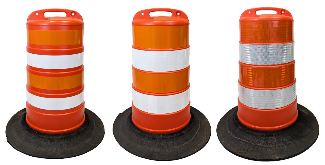 Image of 3 traffic drums
