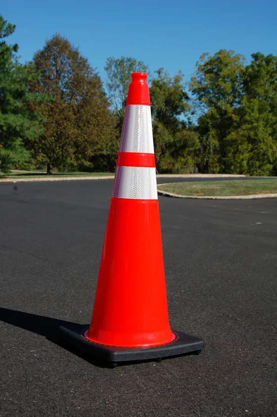 Orange 36" 10 lbs JBC Black Base Traffic Cone with 6" & 4" Reflective Collars