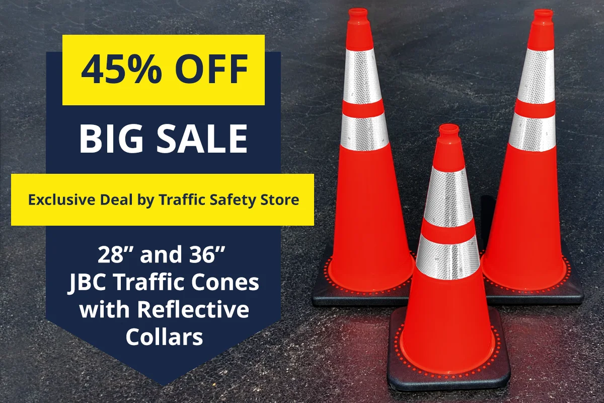 28” and 36” JBC Black Base Traffic Cones
