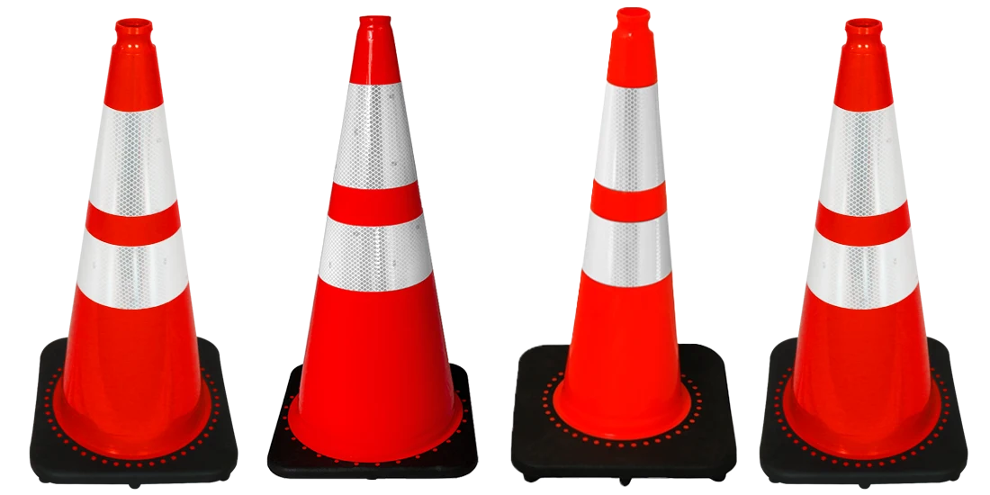 image of four traffic Cones