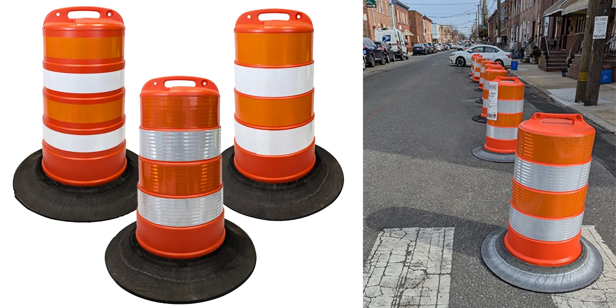 image of plastic traffic drums