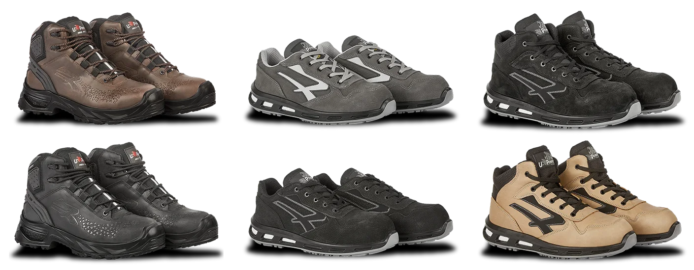 image of various work shoes and boots
